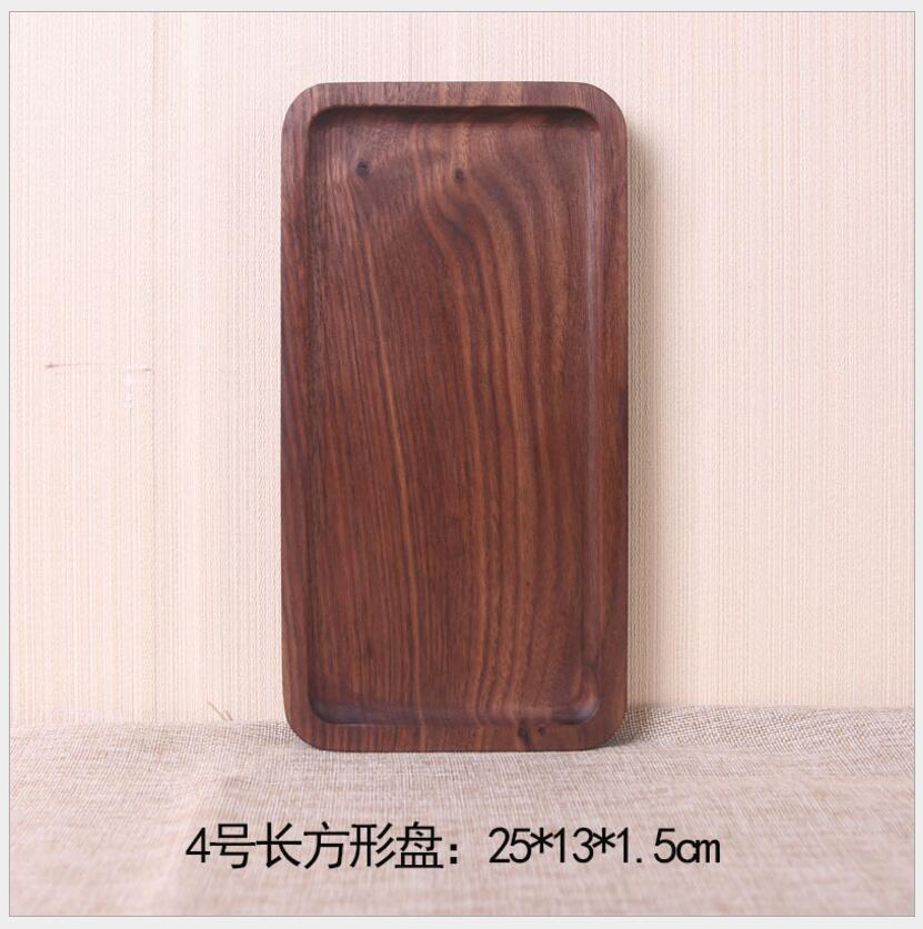 1PCS Wooden Platter Tray Black Walnut Rectangular Western Fruit Pizza Wood Tray Wood Tray Non-painted Solid Wood Tray: 25 13 CM