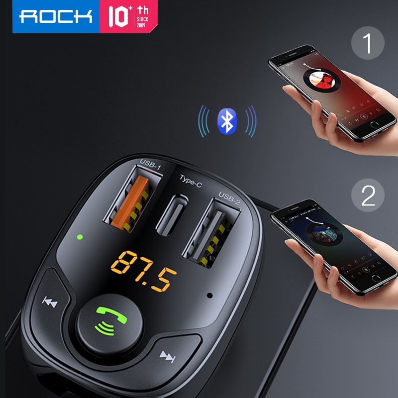 Felsen B301 Bluetooth Auto FM Sender USB PD Auto Ladegerät Schnell Schnell Ladung Überwachung für Handys MP3 Spieler Dual UNS 36W