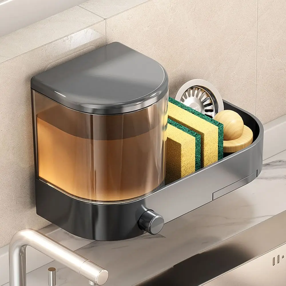 Kitchen Dish Soap Press Drain Storage Rack Punch-free Wall-mounted Kitchen Sink Press Soap Dispenser Kitchen Accessories