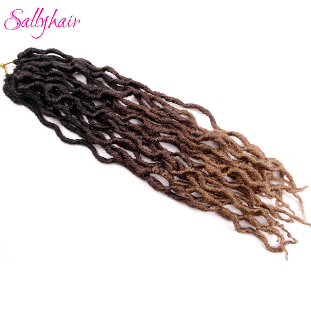 Sallyhair Faux Locs Curly Crochet Braids Hair Extensions 24 strands/pack Ombre Synthetic Braiding Hair 18inch: T1B/4/27 / 3Pcs/Lot