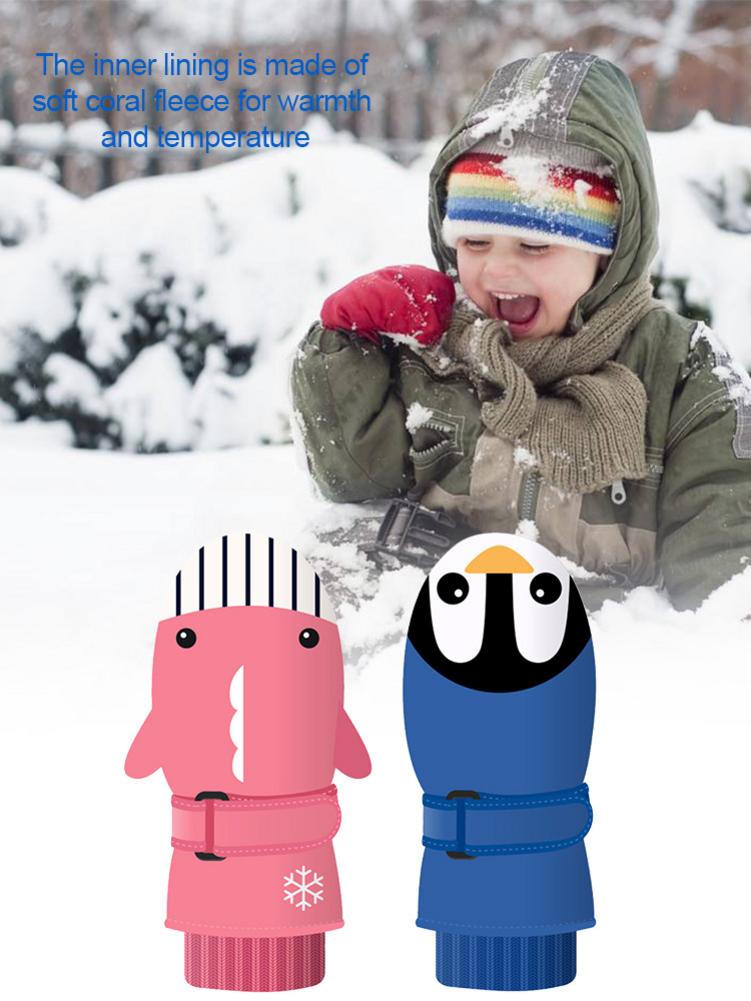 1 paar kinderen Ski Handschoenen Outdoor Mitten Waterdichte Handschoenen Double-layer Fluwelen Verdikte Warme Winter Sneeuw Mitten