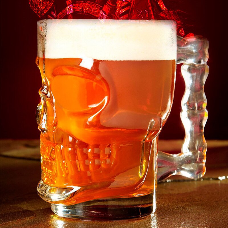 Skull ølglass krus 500ml pirat partner kopp krystallglass med håndtak drikke vin whisky vodka essensiell bar ktv