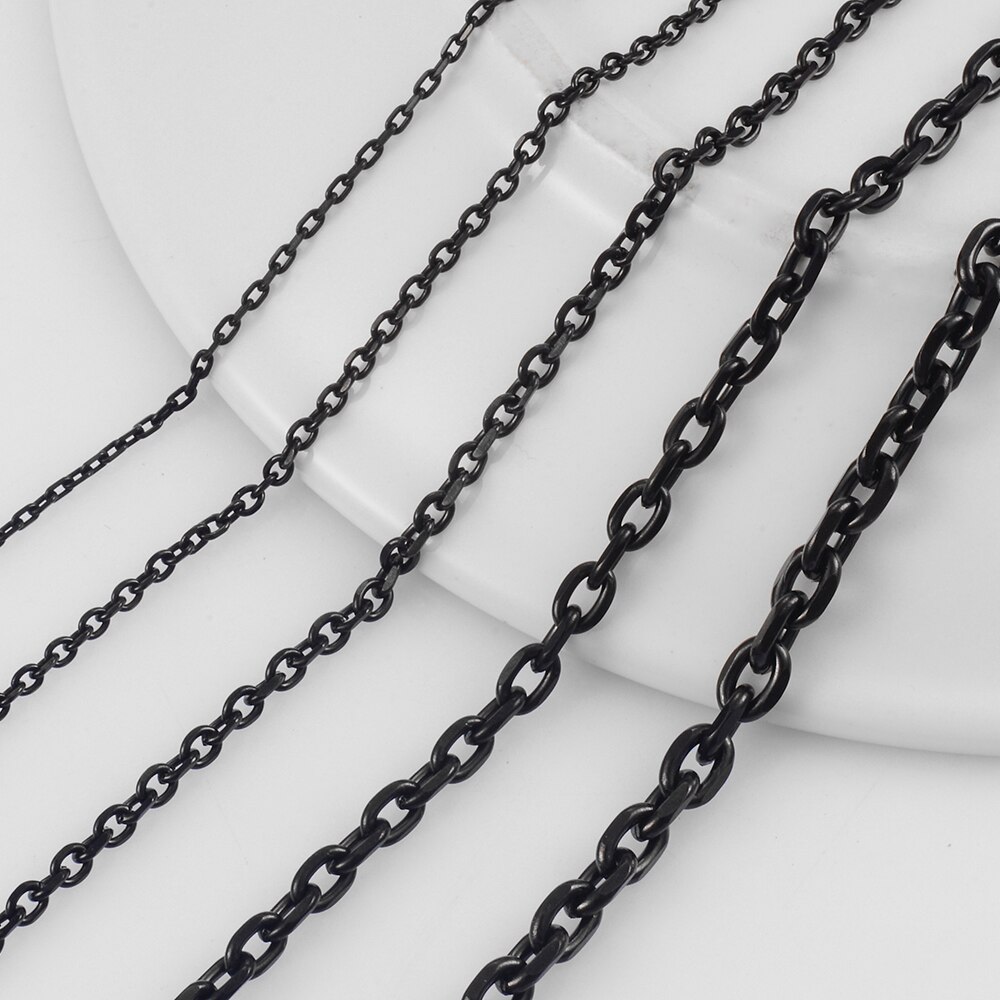 Colar preto de aço inoxidável, 1.6mm / 2.4mm / 3mm / 4mm/5mm, moda masculina e mulheres nova jóias de aço inoxidável