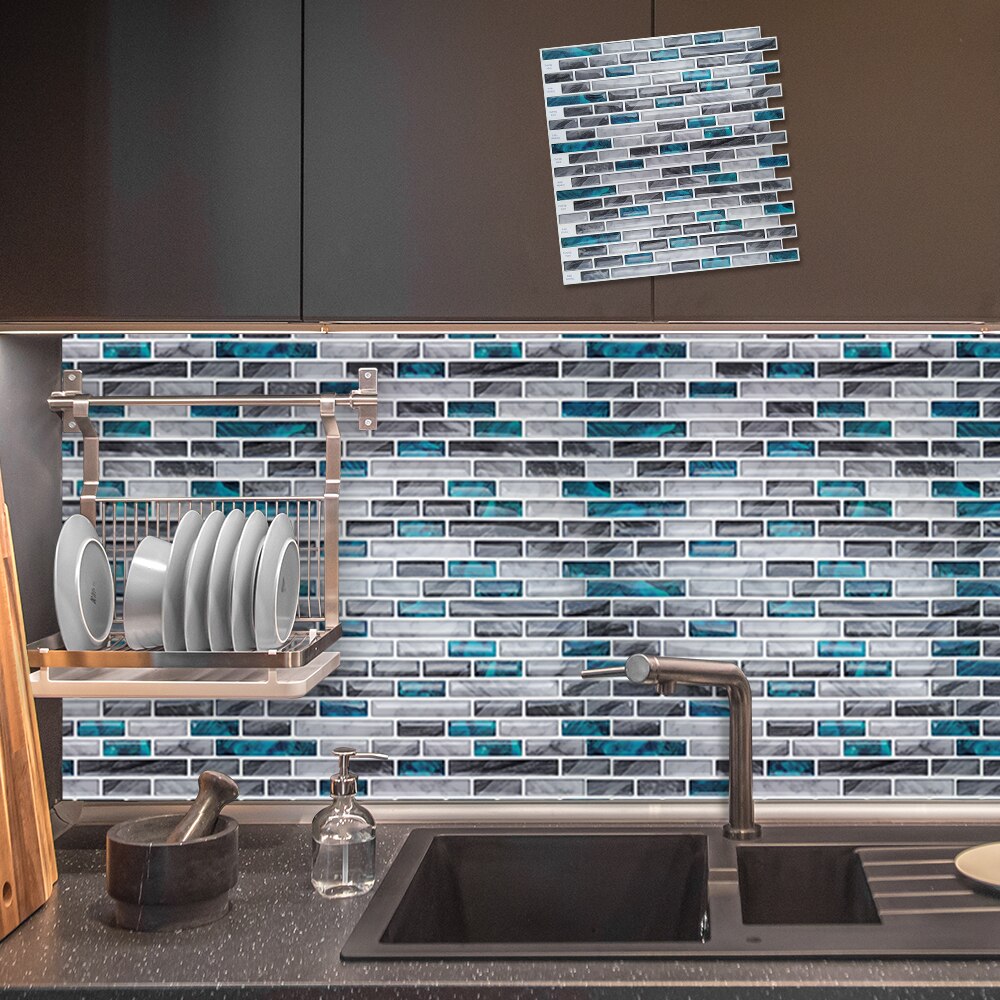 Heminredning vattentät vinyl självhäftande mosaik kakel 3d väggdekal klistermärke självhäftande kök badrum 1 ark