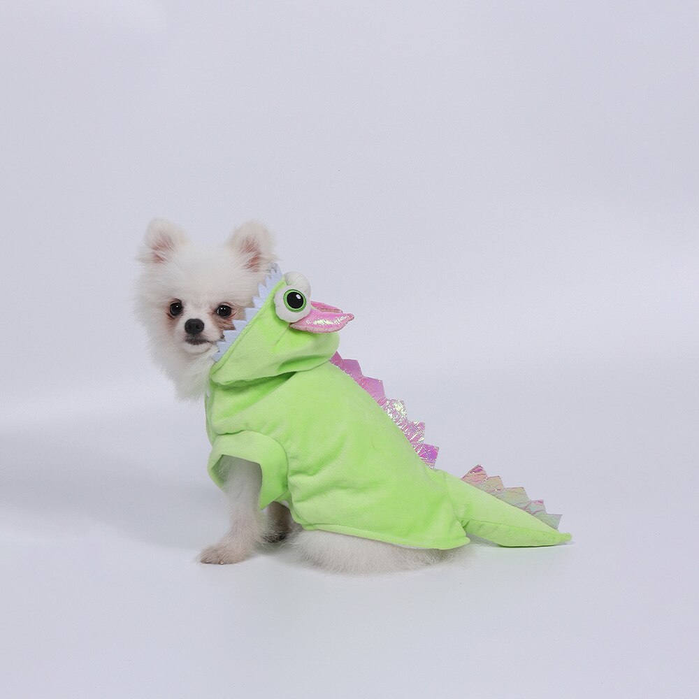 Dinosaurus Hoed Hond Kleren, 2-Been Dragen Decoratieve Eye Hoek Pet Winter Warm Hooded Bovenkleding Halloween Party Hond Sets