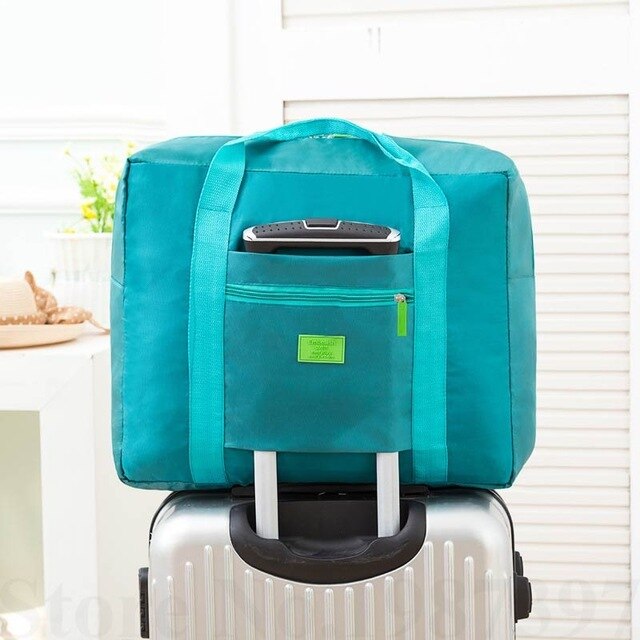 Generieke Water Proof Opvouwbare Reistas Unisex Grote Capaciteit Nylon Trolley Compleet Pakket Reizen Bakken Handtassen: Dark green