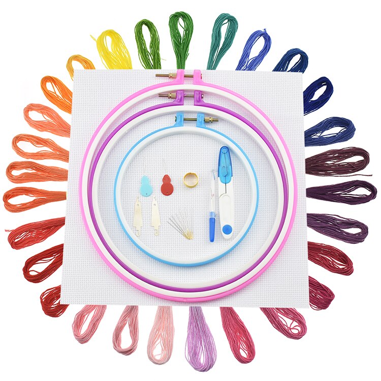50/100 Colors Cross Stitch Tool Kit, Handmade DIY Embroidery Thread for Beginners, Embroidery Frame, Knitting Material Package: Other