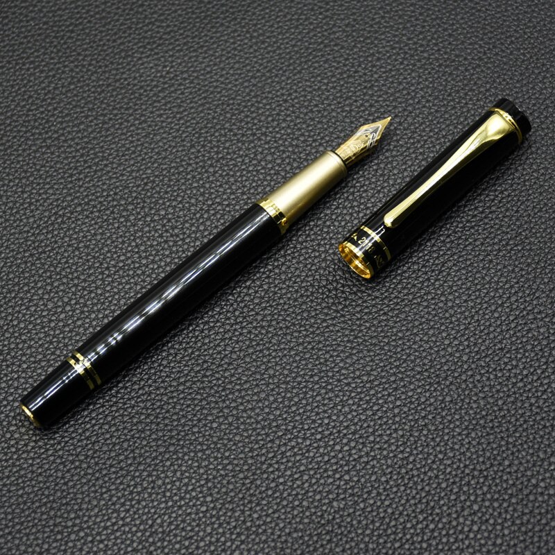1Pcs Heldere Zwarte Business Vulpennen Penpunt Luxe Inkt Pen Kantoor High End Student veer Pen