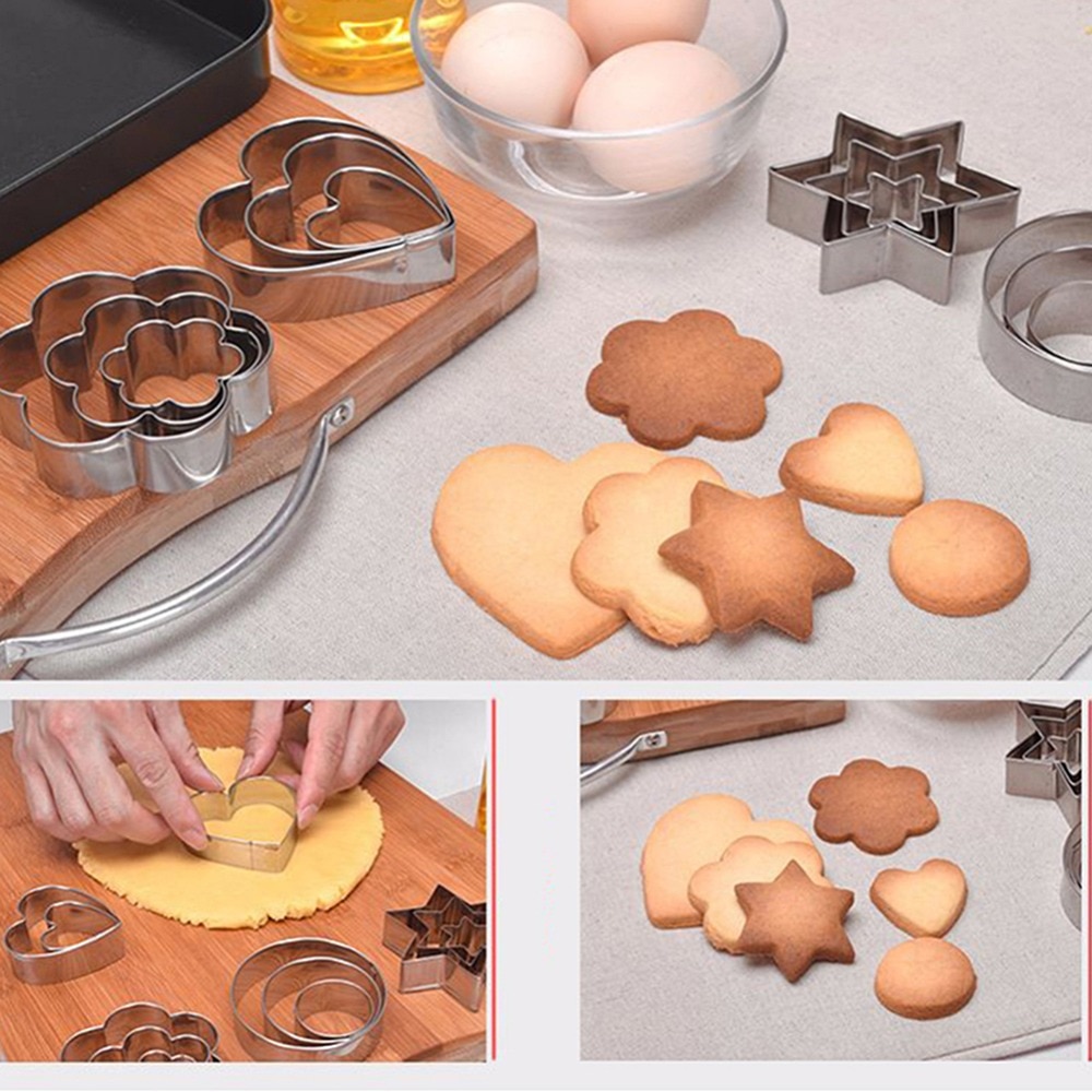 12 stuks Rvs DIY Cookie Biscuit Mould Cutter Mold Bakken Decorating Gereedschap