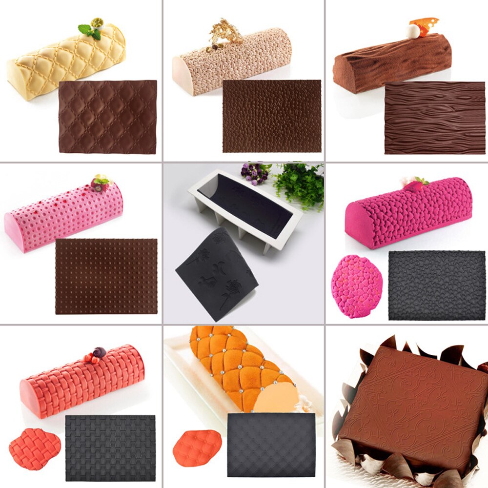 Silicone Swiss Cake Mould Yule Log Mold Large Buche Form Silicon Fondant Mat Impression Lace Moulds Color Random