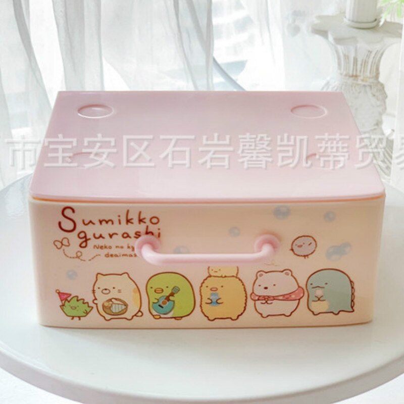 Śliczne Anime kreatywne pudełko na kosmetyki Cartoon Stars śliczne szuflada schowek torba na kosmetyki dziewczyny Kawaii pulpit sypialnia plastikowy Organizer: Sumikko Gurashi A