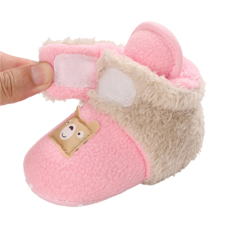 Babyjongens meisjes fleece laarsjes peuters cartoon warme katoenen schoenen met antislip onderkant