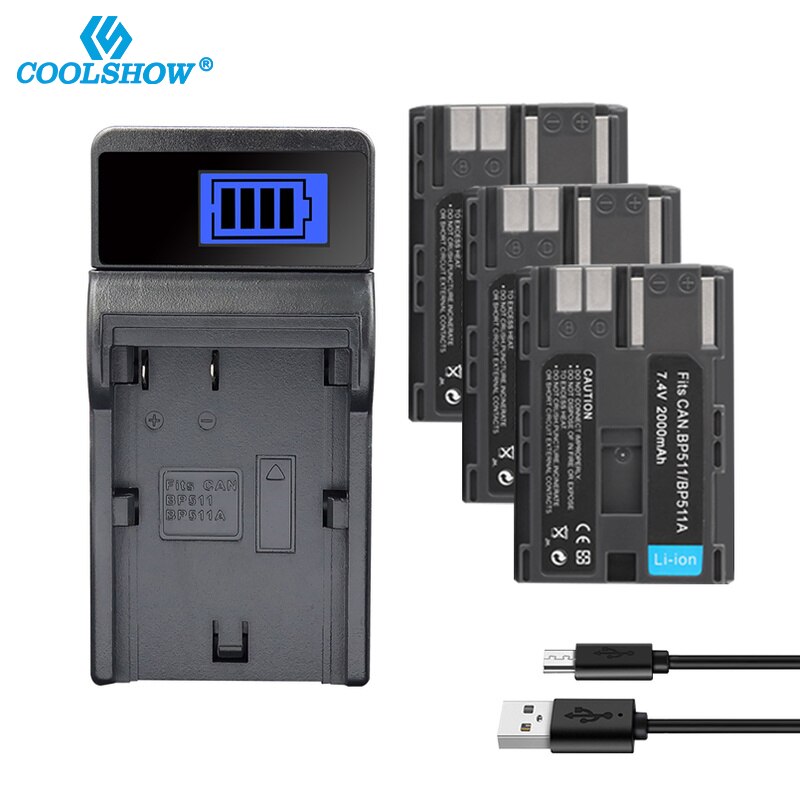 BP-511 BP511 BP-511A Battery For Canon EOS 40D 300D 5D 20D 30D 50D 10D D60 G6 BP511 FV40 FV30 FV100 200 Camera Batteries 2000mah