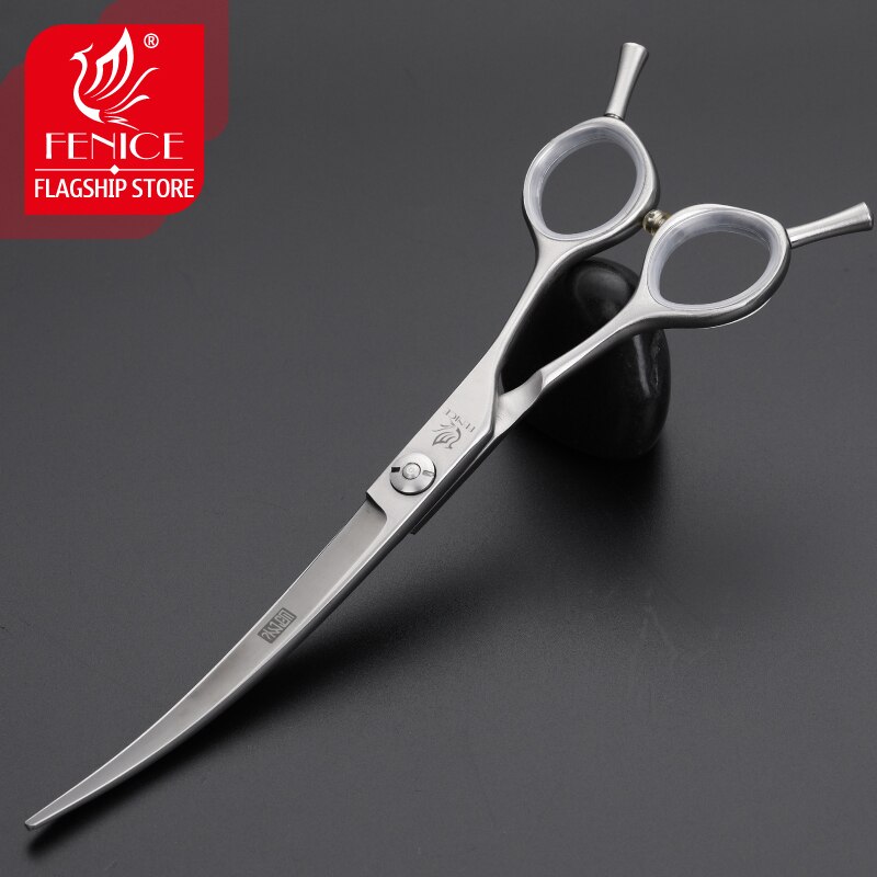 Fenice Japanese stainless steel 6.75 inch dog scissors pet grooming curved scissors hair cutting shears