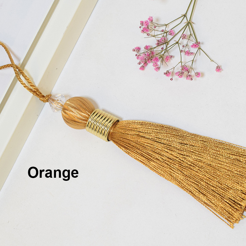 Pompon boule avec corde suspendue 10cm, 2 pièces/lot, garniture pompon à coudre en soie, décoration clé pour rideau, décoration de la maison: Orange