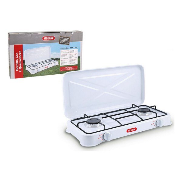 Cuisinière à Gaz Algon Blanc (2 Feux à gaz) (58 X 28 x 8,5 cm)
