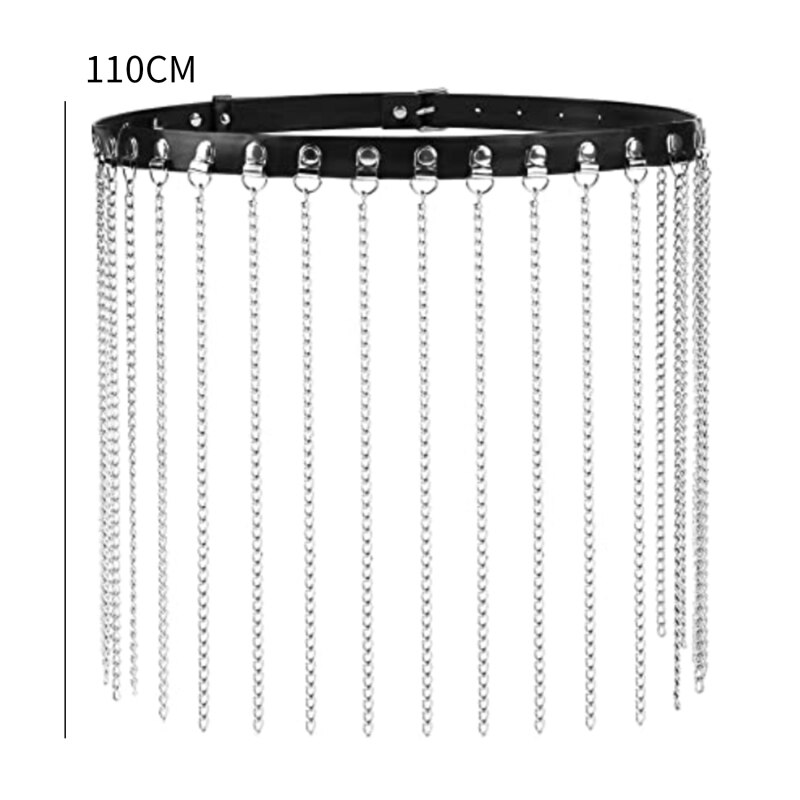 Streetwear punk PU cinture in pelle nappa donna trasparente nero moda catena in metallo gotico cinture a vita alta da donna