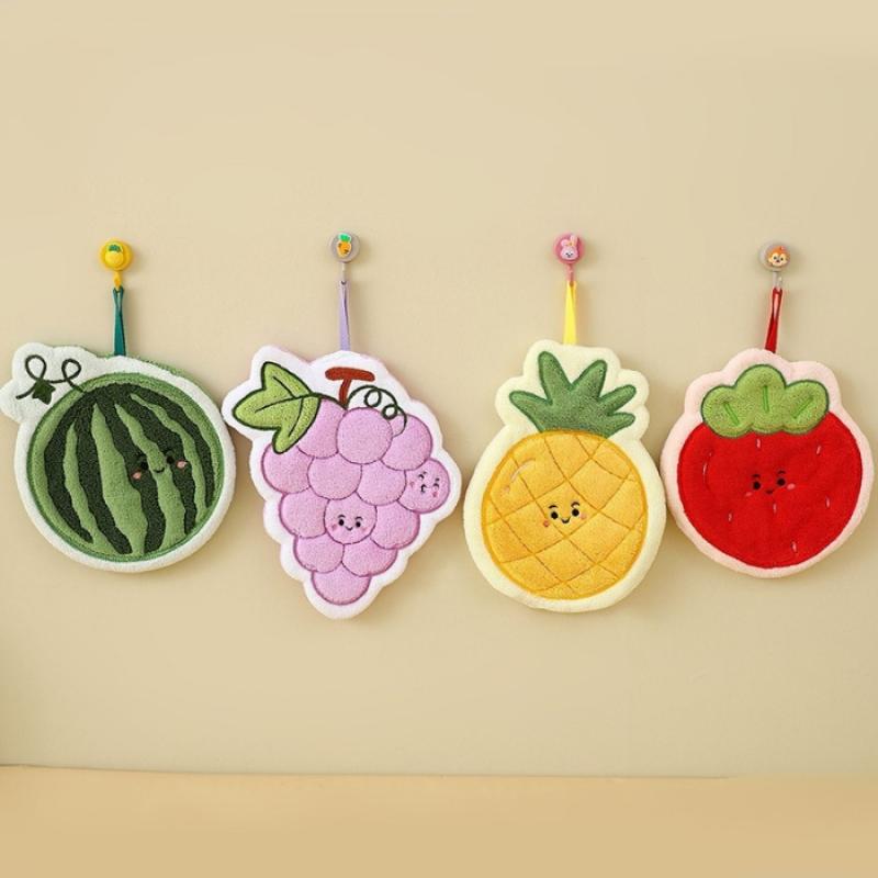 Fleece doekje badkamer bloemen handdoek huishoudartikelen fruit handdoek keuken absorberende schoonmaakdoek hangend sneldrogend koraal
