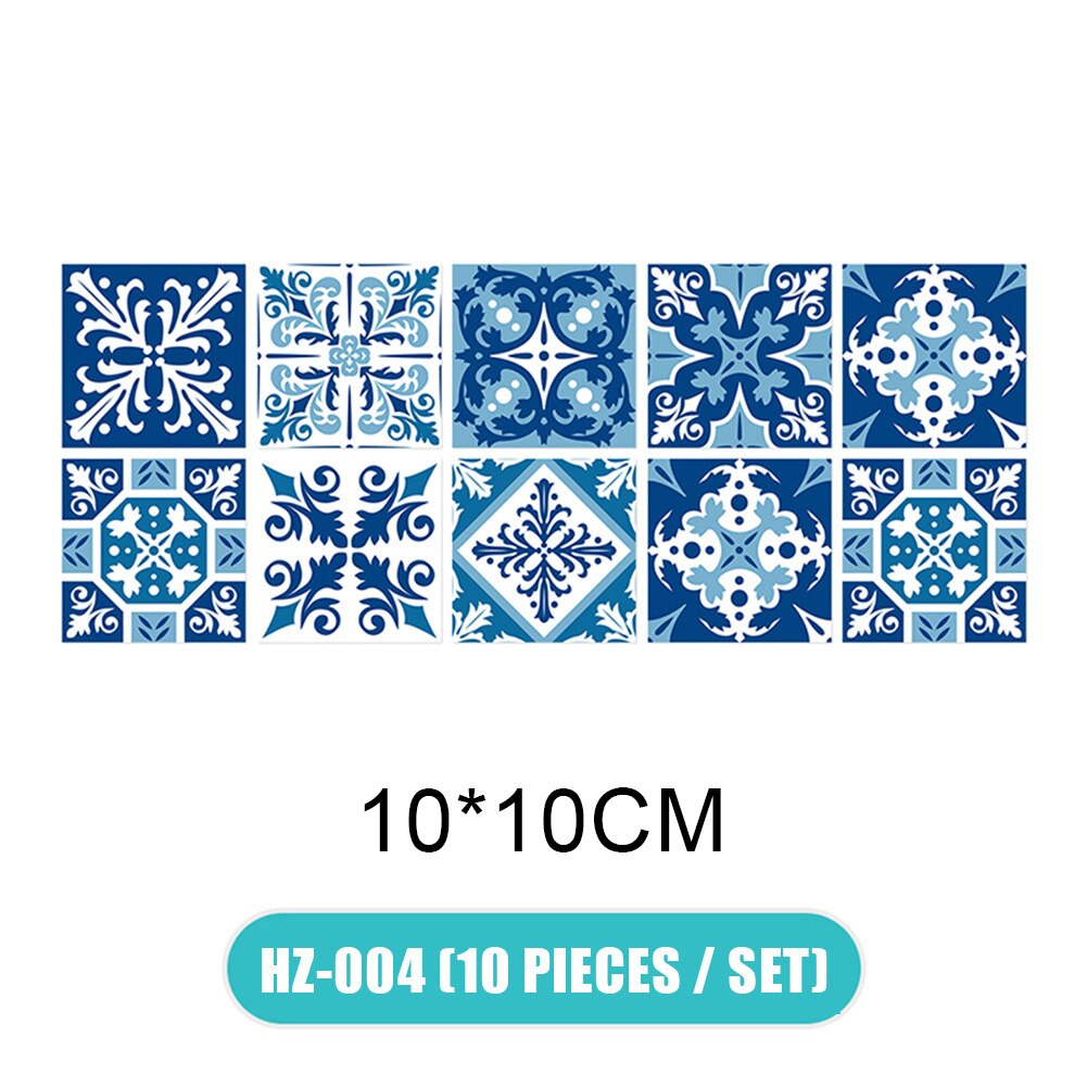 10 stk/sæt 3d moderne enkelhed vandtætte fliser mosaik wallsticker køkken badeværelse klæbende indretning til flisevæg gulvskab: 10 x 10cm hz -004