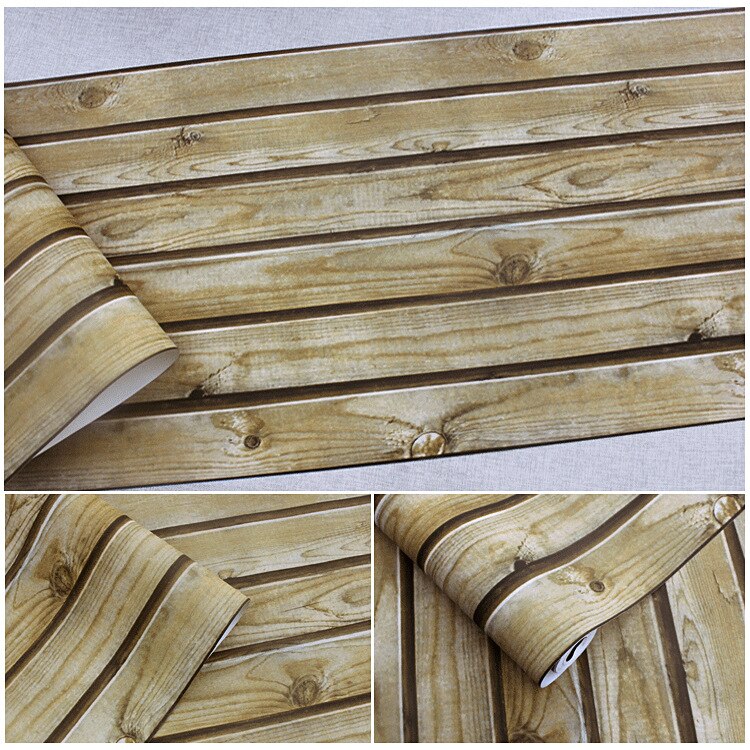 3D 3D Wood Texture Chinese Imitation Wood-Grain Wallpaper Log Color Vintage Wood Ceiling Attic Ceiling Wallpaper: 402