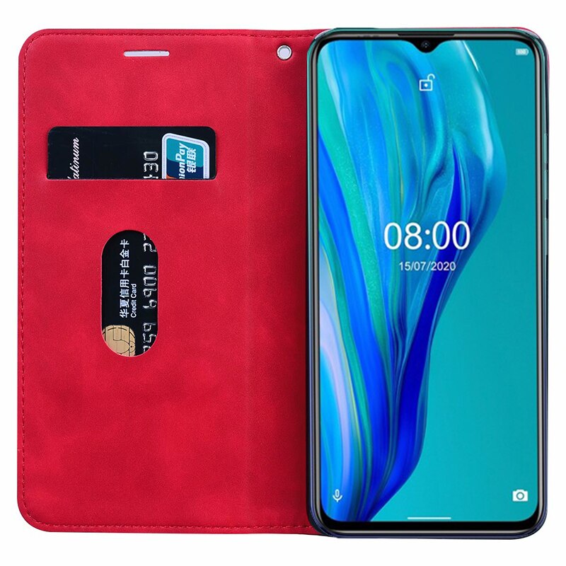 Lyxigt telefonhölster i läder för ulefone note 9p 8p 7p carcazas note 9p flip-fodral för capinha para celular ulefone note 9p etui: För ulefone note 8p / Xn röd