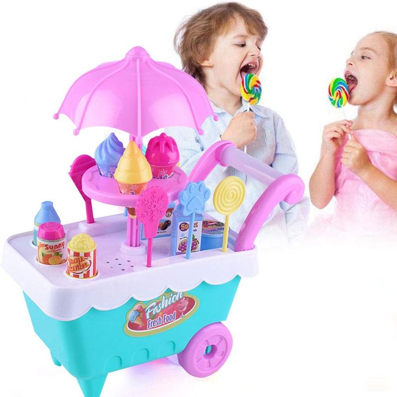 17 Pcs Mini Icecream Trolley Simulatie Snoep Huis Spelen Educatief Speelgoed Super Mini Icecream Auto Keuken Speelgoed Voor Kinderen