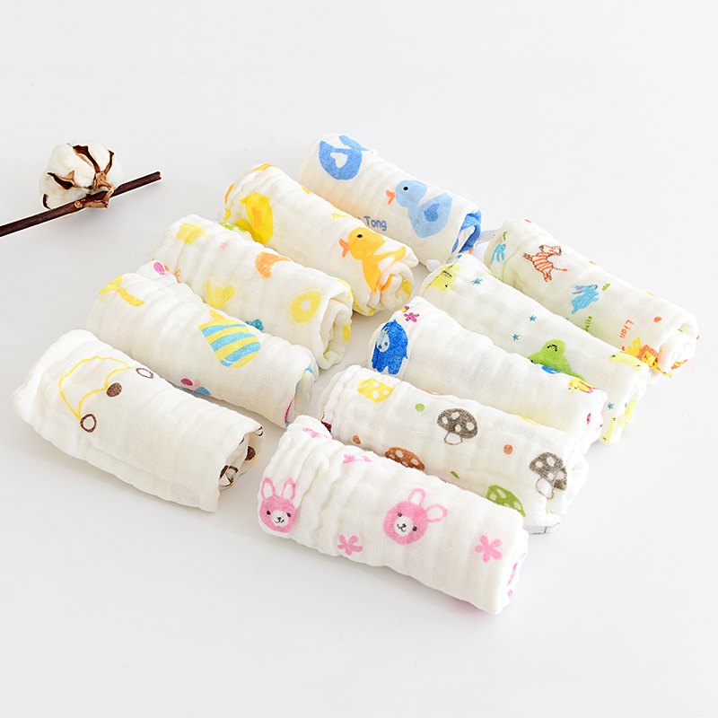 5pcs/lot Baby Handkerchief Square Fruit Pattern Towel 28x28cm Muslin Cotton Infant Face Towel Wipe Cloth
