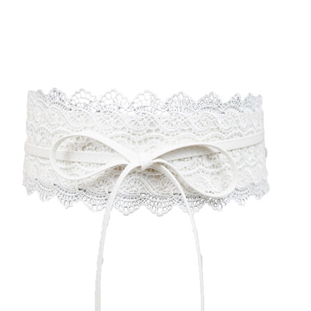 Ceñidor de cintura a la para mujer, vestido con lazo, banda de cintura de cuero de imitación, decoración ancha, cinturón, faja, banda para la cintura, vendaje rojo, blanco y negro: Blanco