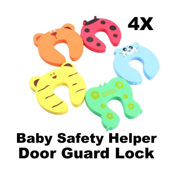 4pcs Child Baby Safety Products Cartoon Animal Stop Edge Corner for Child Guards Door Stopper Holder Protection from Children