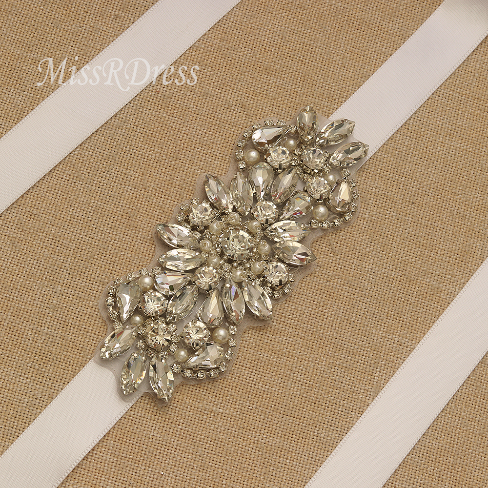 Missrdress crystal pearls bryllup bælte diamant brude bælte sølv rhinestones bælte sash til brude brudepige kjoler  jk847