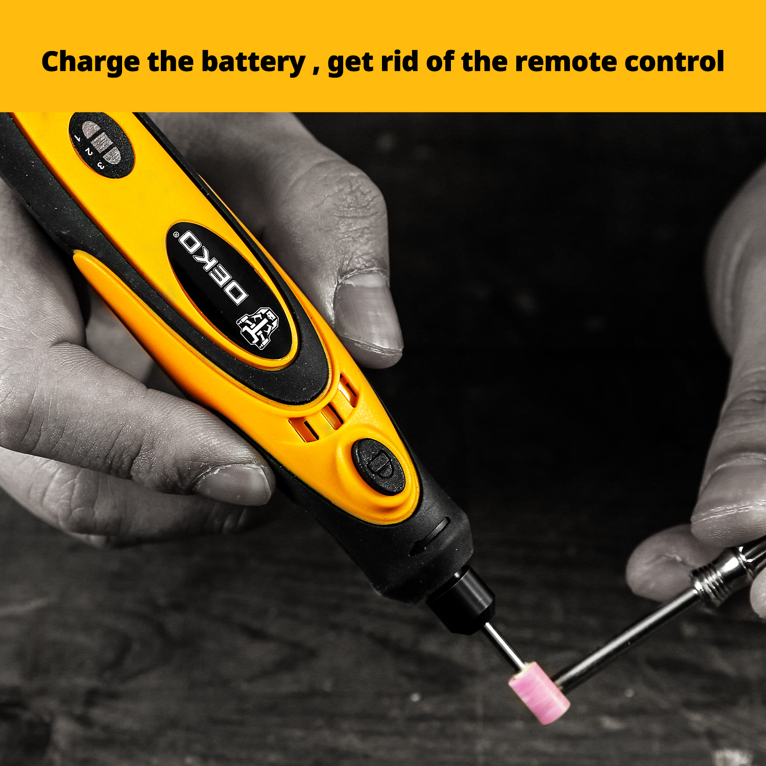 DEKO-herramienta rotativa DKRT3.6JN01, minitaladro inalámbrico de velocidad Variable con carga USB, herramientas eléctricas, juego de amoladora con accesorios de grabado