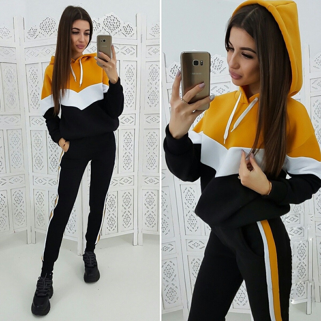 Dames 2 -delige hardloopset herfst hoodies broeken trainingspak sport fitness casual hoodies patchwork sportkleding sets