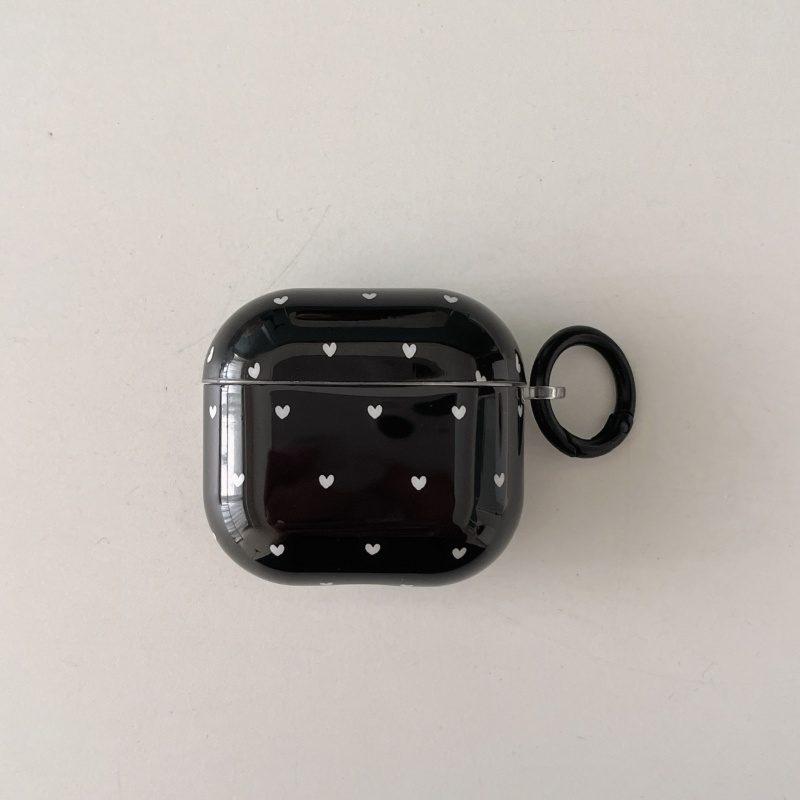 IMD Anti-fall Earphone Case with Pendant For Apple AirPods 1/2, Pro,Pro 2, AirPods 3, Airpods 4 ,Black-Pink Heart Pattern,: XS / BROWN