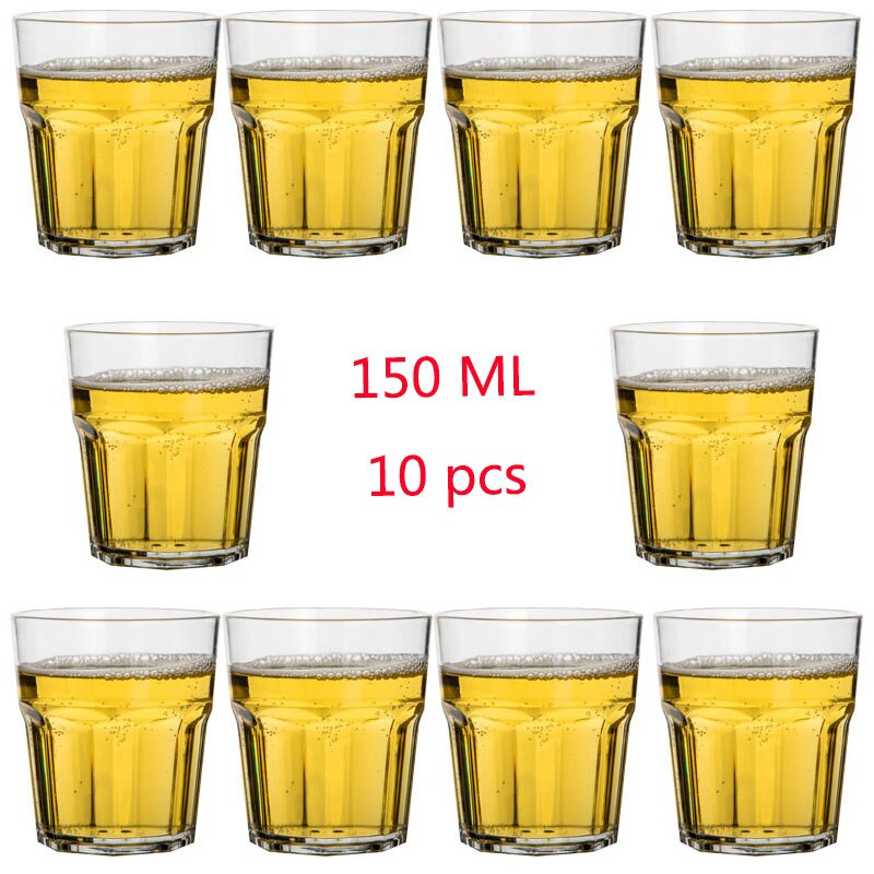 Päivittäiseen käyttöön muoviset särkymättömät kupit juhlabaareihin perhe pinottavat mehulasit juomalasit soodamaidolle olut väkeville juomille: 150ml 10 kpl