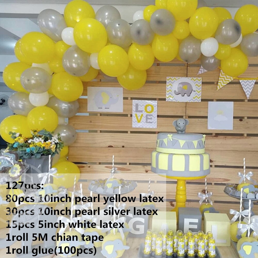 Globalholder børn tegneserie gul latex 1 fødselsdagsfest forsyning dekoration familie baby shower fest baggrund: 127 stk