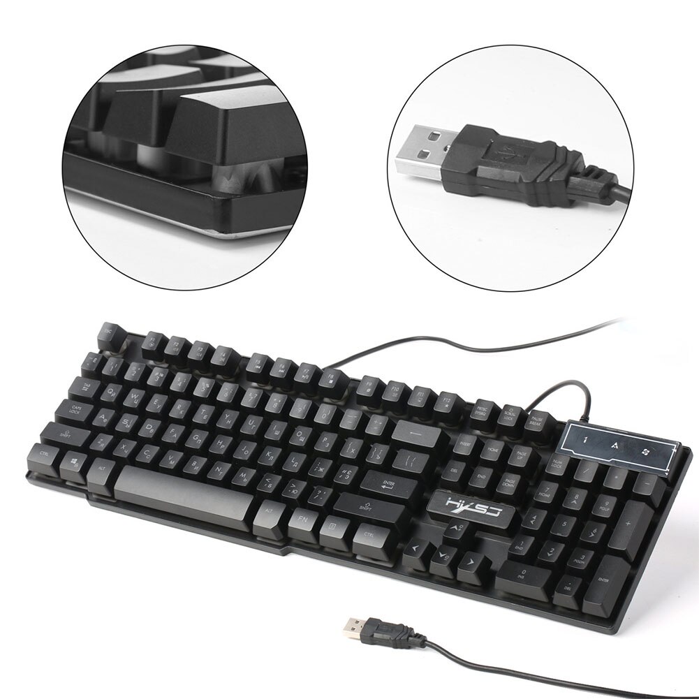 Waterproof Home Gaming Keyboard With Backlit Mechanical Feeling Cool ABS Non Slip USB Port Ergonomic 104 Keys English Russian