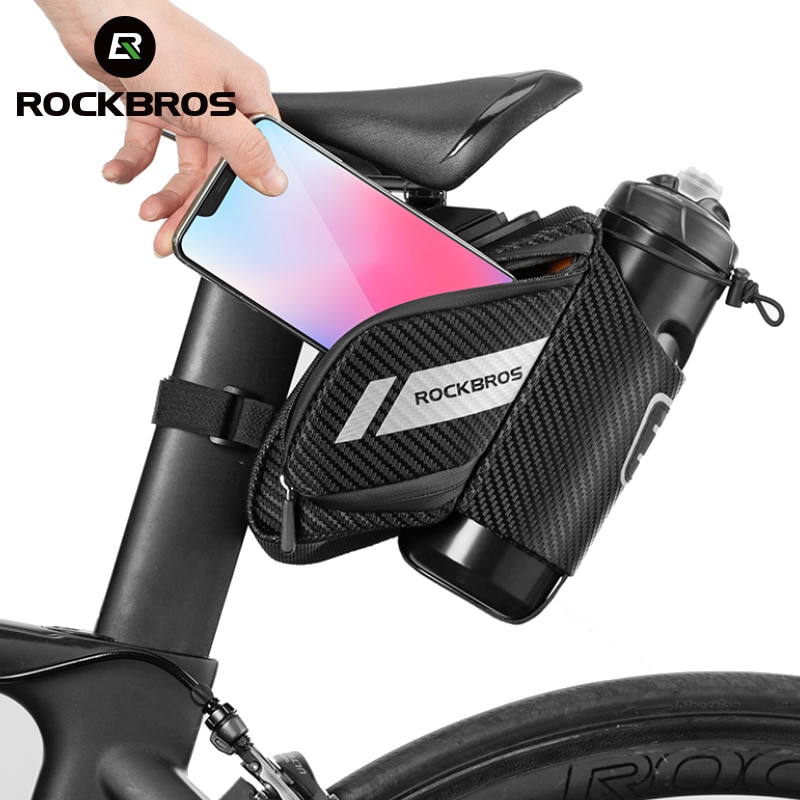 Rockbros Fietstas 1.5L Bike Bag Waterafstotend Duurzaam Reflecterende Mtb Racefiets Met Water Fles Pocket Fietsen Accessoires