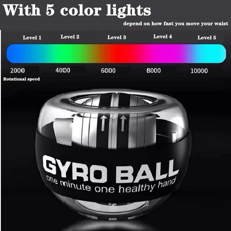 Wrist Ball Trainer Gyroscope Strengthener Gyro Power Ball Arm Exerciser Exercise Machine Gym Fitness Equipment with/withou light