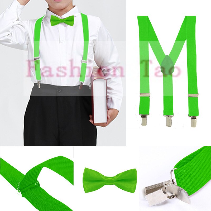 2 uds. De tirantes para niños con lazo verde, tirantes para chicos, conjuntos de tirantes de mariposa, pajarita para de boda, Wtr0003a01