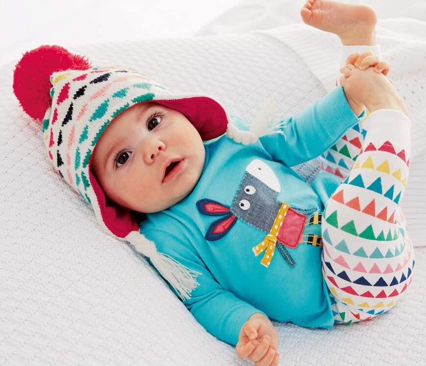 Efterårsstil nyfødte baby dreng pige tøj lange ærmer tegneserie æsel t-shirt + farvede trekantede bukser spædbarn tøj sæt