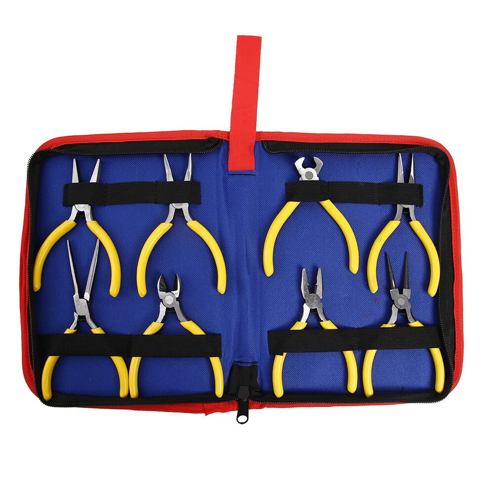 8PCs Electrical Wire Cable Pliers Set Long Nose with Teeth Flat Jaw Round Curve Needle Diagonal Nose Wire End Cutting Cutter: 02