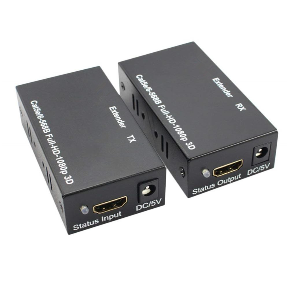 60M HDMI-compatible Extender Cat5e Cat 6 Ethernet IP TCP signal HD to Lan Converter 1080p 3D Transmitter Receiver TX RX: US plug