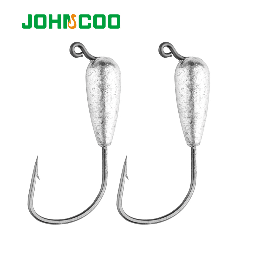 JOHNCOO Fishing Jigs Head Hooks Tube Jig Heads Hooks Water Saltwater Freshwater Fishing Bait Lures Jig for Bass