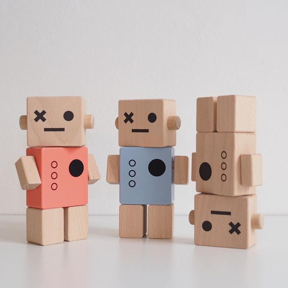 Nordic Wooden Baby Toys Robot Toys For Kids Boy Wooden DIY Room Decor Presents Baby Block Children Goods Toys