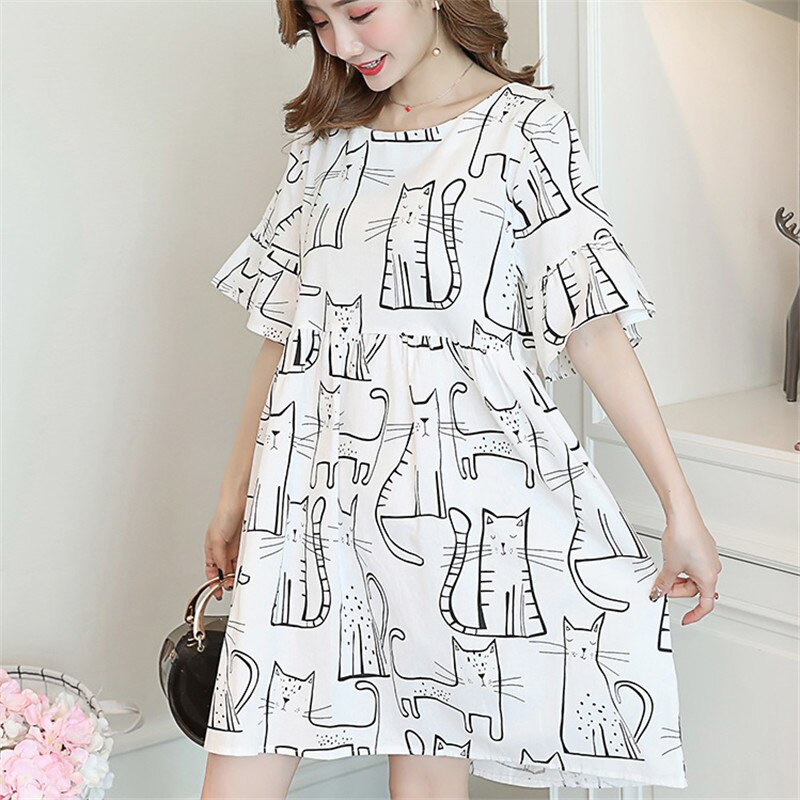 Zomerse losse zwangerschapsjurken, kleding voor casual, jurken voor zwangere vrouwen met hoge taille, jurken voor zwangerschap van vestidos, plus size: Wit / 4xl