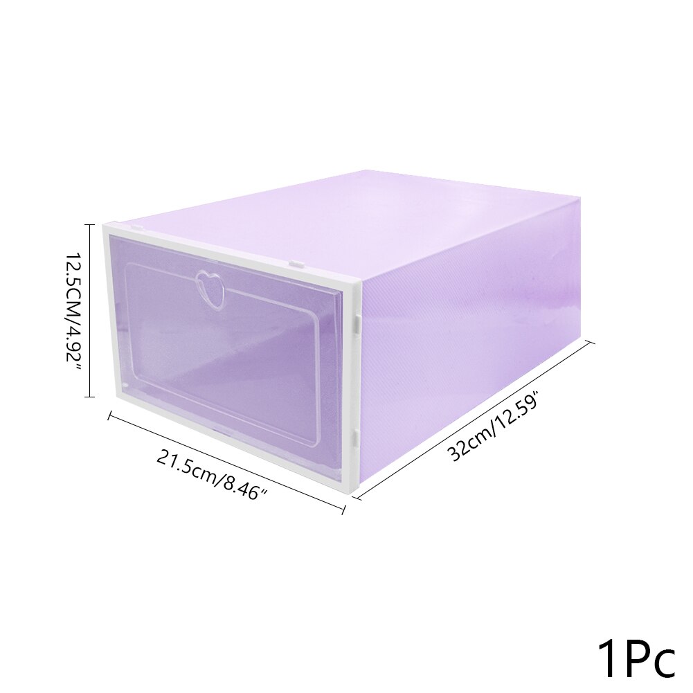 1Pc Opvouwbare Clear Schoenen Opbergdoos Schoenendoos Lade Organizer Huishoudelijke Diy Schoenendoos Lade Divider Thuis Opslag Stapelen: 32x21.5x12.5 purple