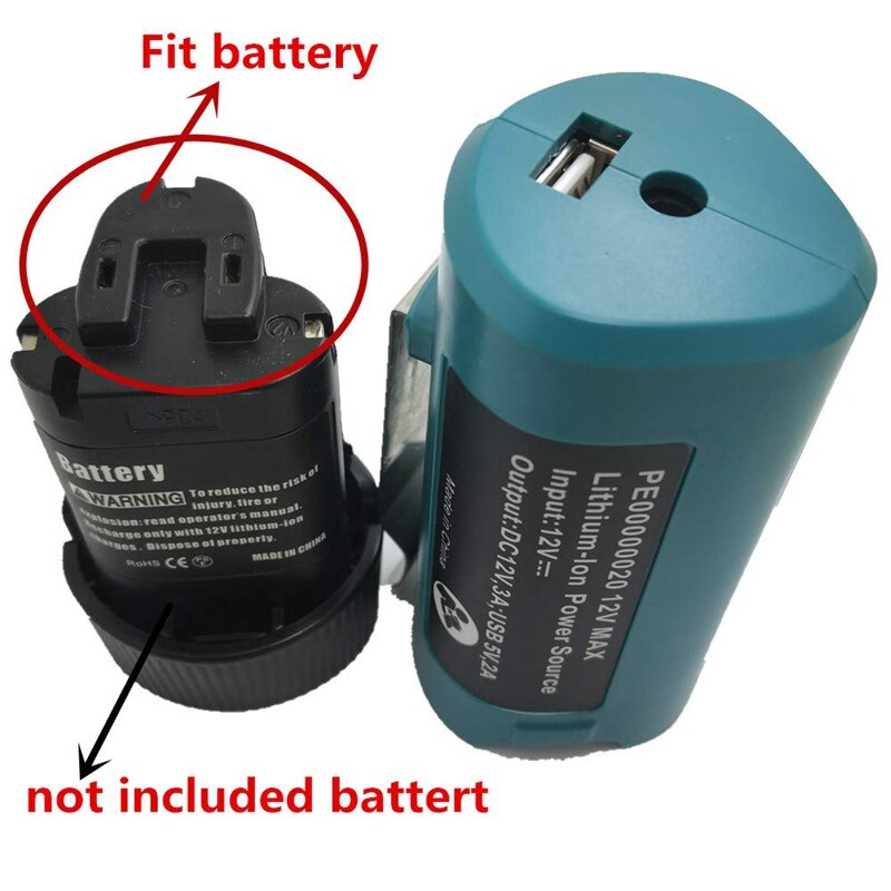 Usb Power Source for Makita Pe00000020 Heated Jackets Charger Adapter Converter 10.8V/12V Lithium-Ion Bl1013 Bl1014