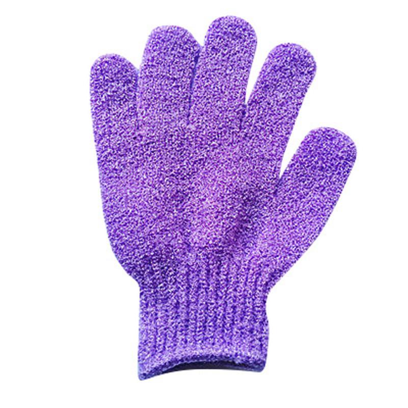 1Pair Shower Gloves Exfoliating Wash Skin Spa Bath Gloves Foam Bath Skid Resist #NE730: Purple