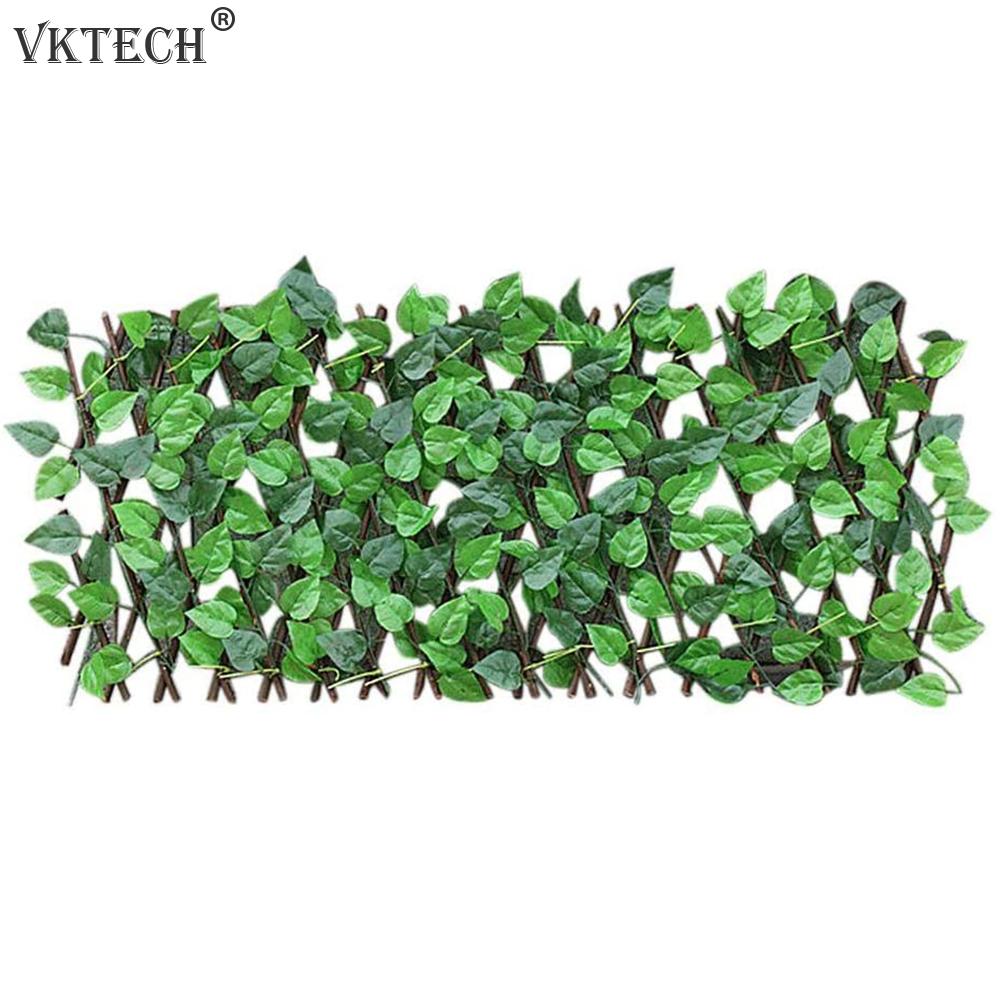 Simulation Fence Artificial Green Leaf Home Garden Yard Decor Wooden Telescopic Fence Climbing Frame Plants Home Ornament