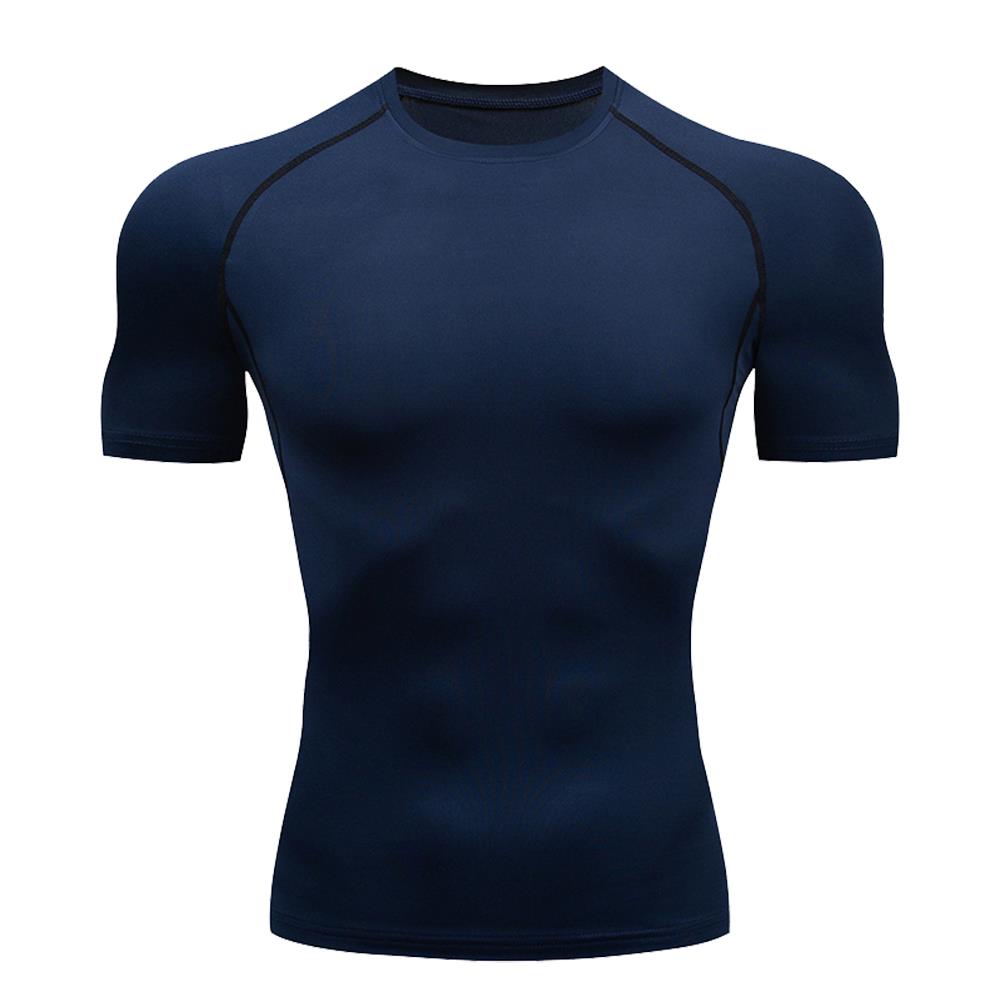 Camiseta de manga corta para hombre, camisetas de ajuste seco para gimnasio y Fitness, camiseta de compresión para entrenamiento, camisetas de boxeo Rashguard, Top deportivo para hombre: Negro / XXXL